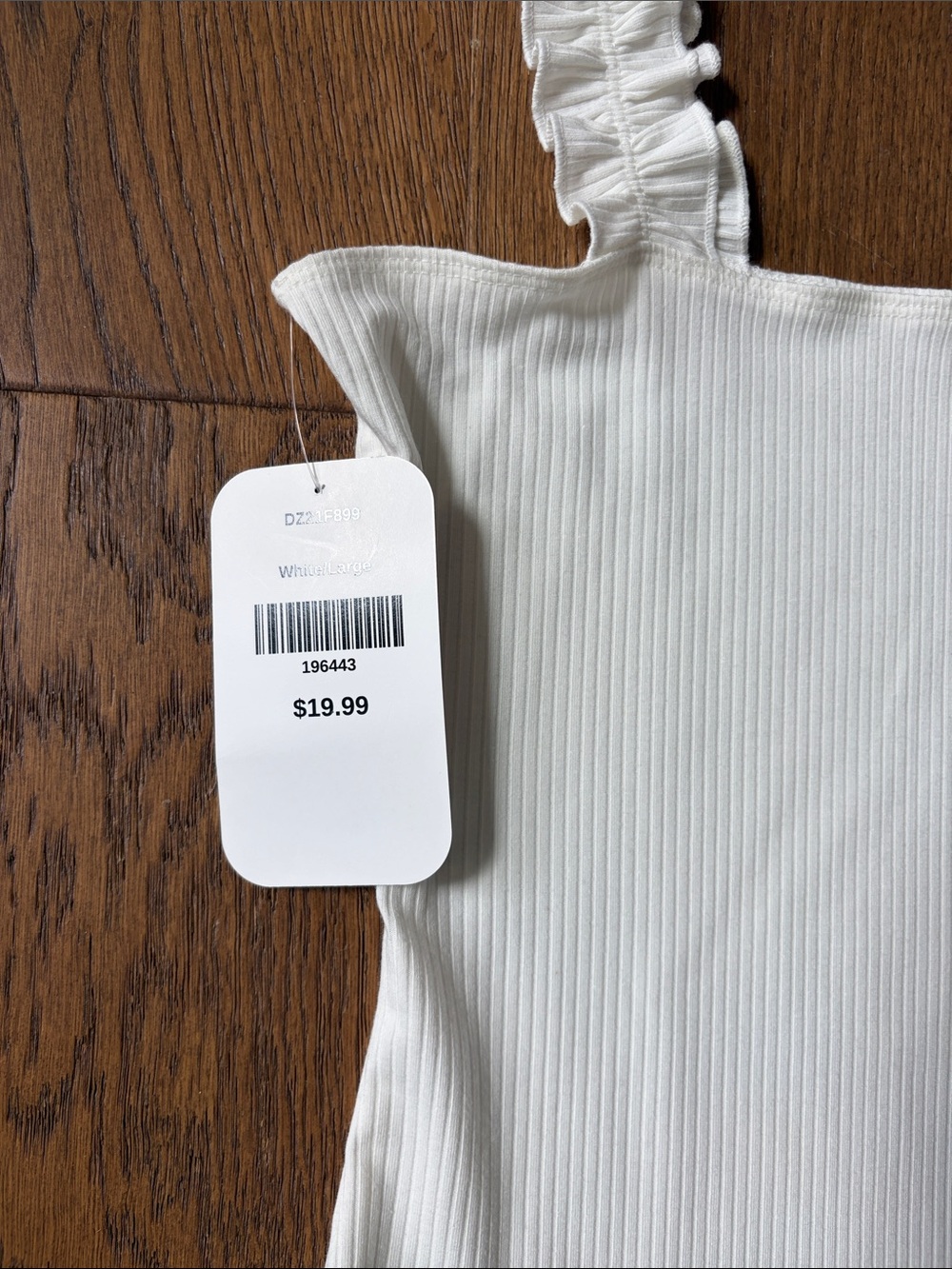 NWT White Ribbed Ruffle-Strap Bodysuit - Picture 4 of 5